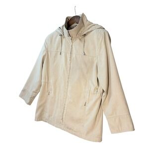 London Fog Womens Anorak Rain Coat Jacket S-P Beige Neutral‎ Hooded Lightweight